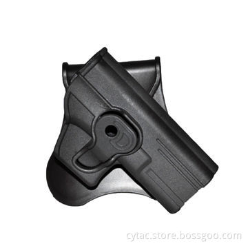Glock9 pistol holster, made of polymer, designed with release button, silicone paddle